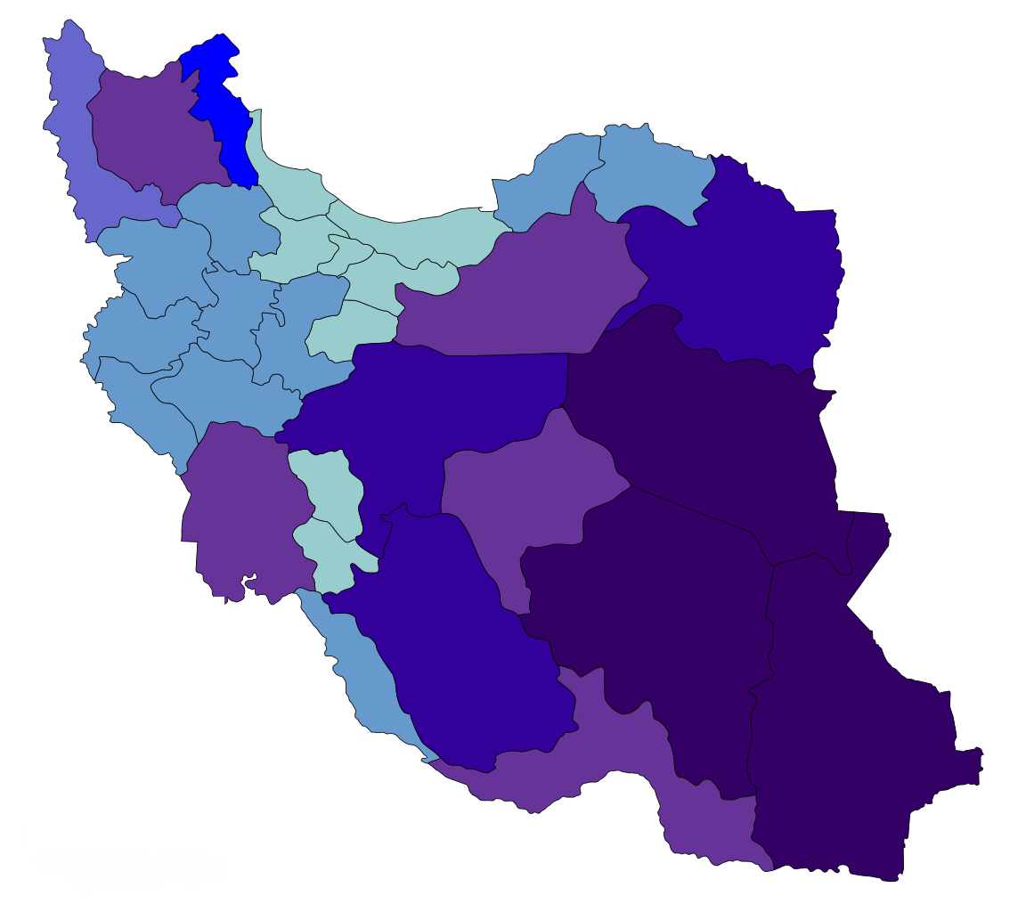 دانلود رایگان PNG نقشه ایران با تفکیک همه استان ها