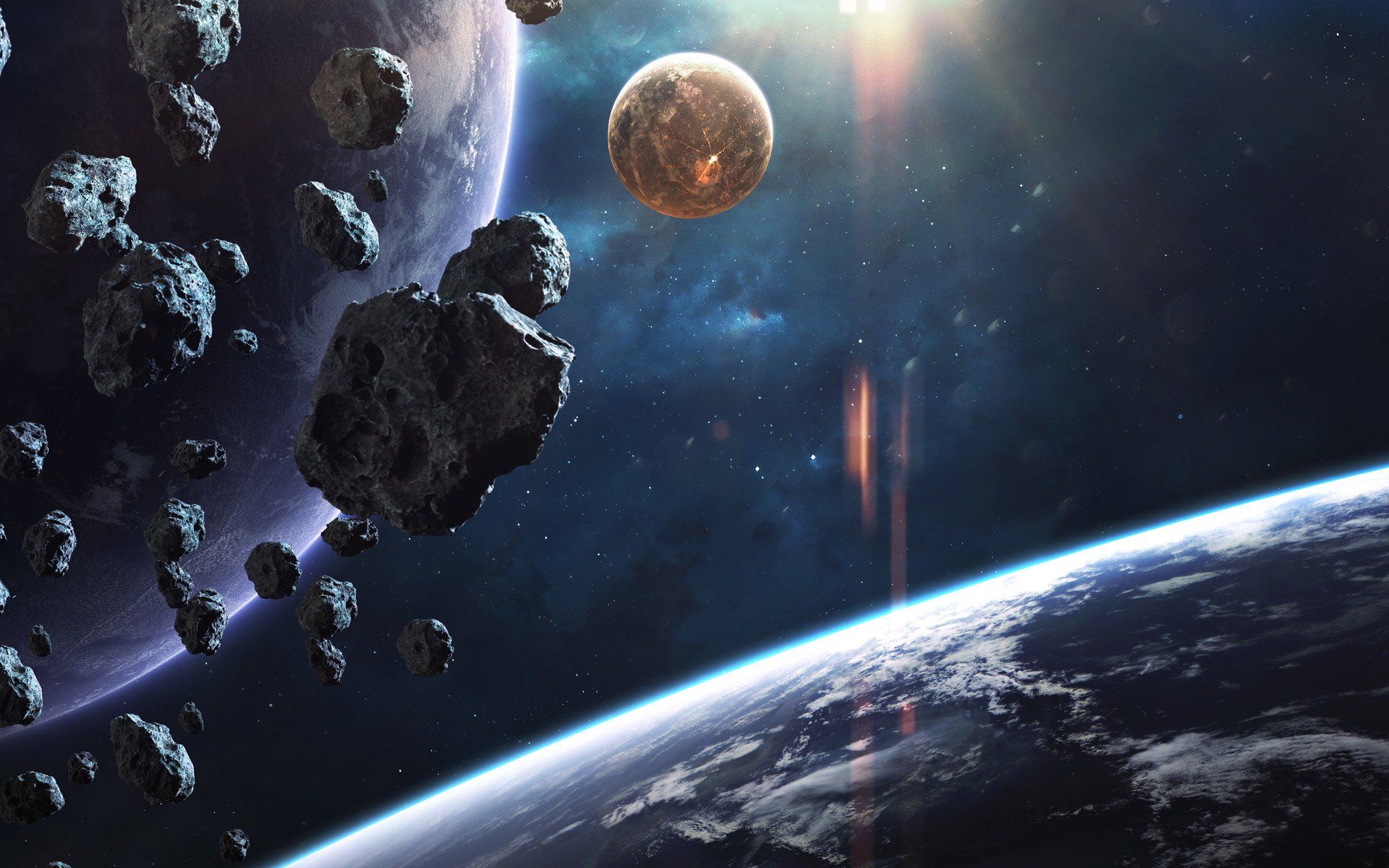 چشم انداز جالب توجه کره زمین از کمربند اصلی سیارک ها
