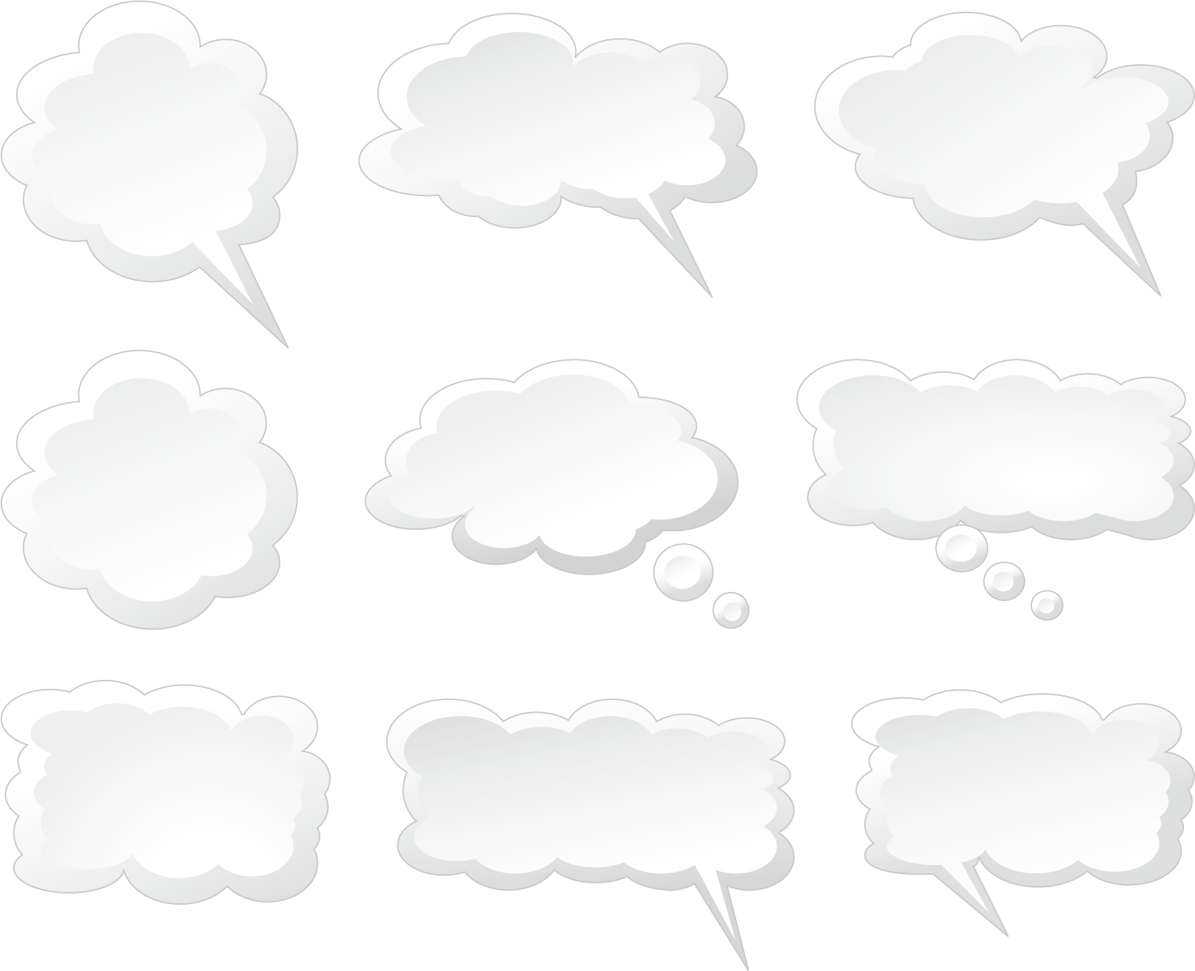 مجموعه آیکون گفتگو به شکل ابرهای کارتونی سفید