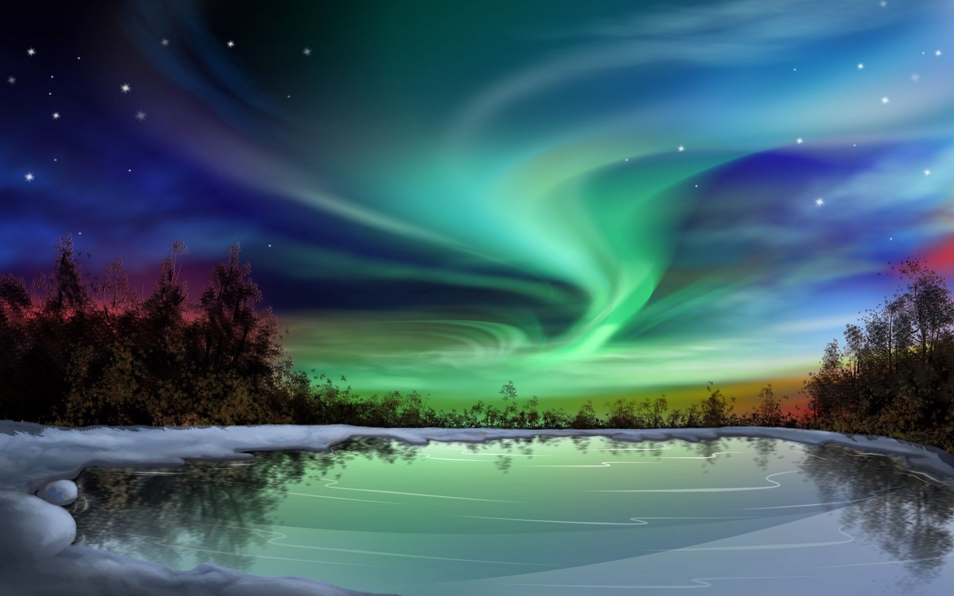 عکس استوک جادویی از آسمان شب به هنگام رویت شفق های قطبی