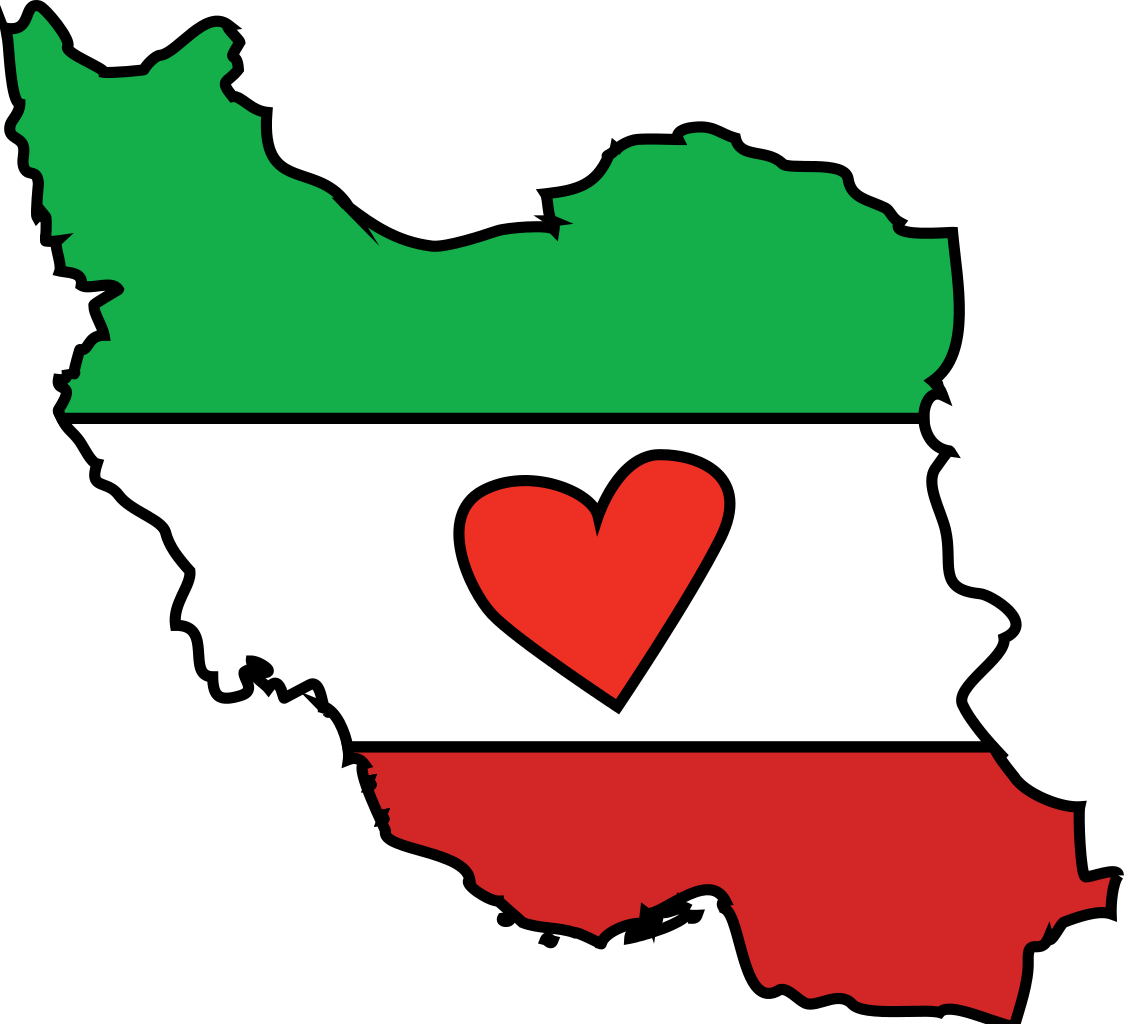 پروفایل خوشگل نقشه ایران به رنگ پرچم با قلب در وسط