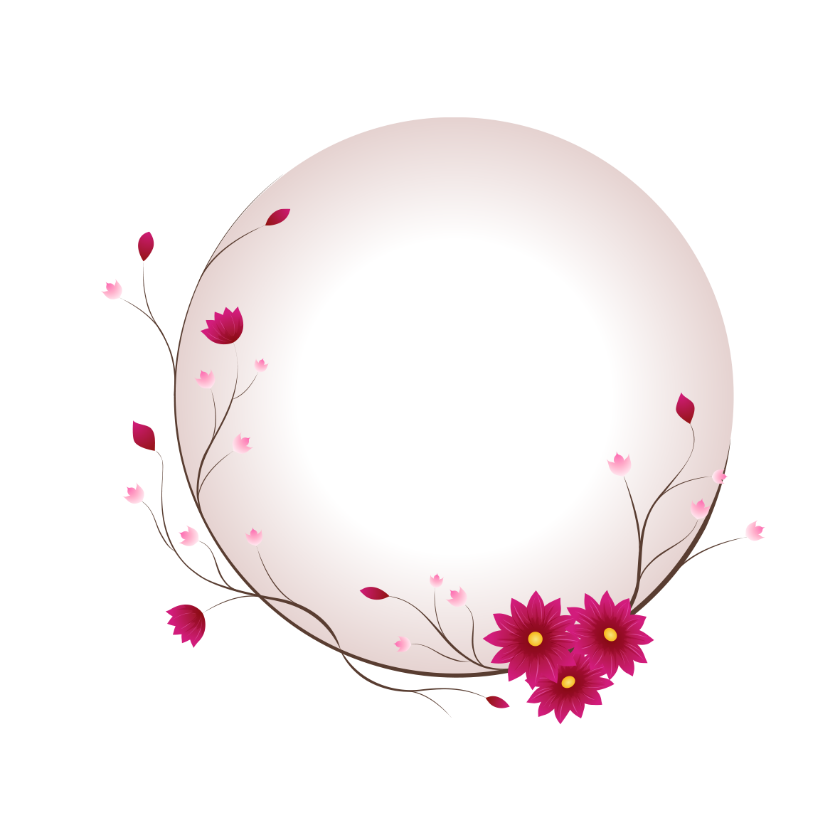 حباب دایره ای و نقاشی گل زیبا دور بریده شده مناسب برای پروفایل