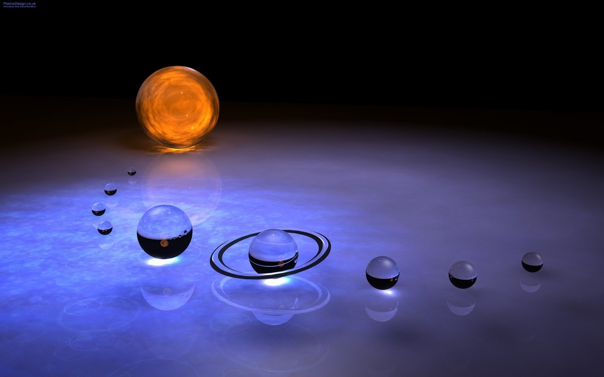 عکس 4K فانتزی از منظومه شمسی به شکل تیله شفاف