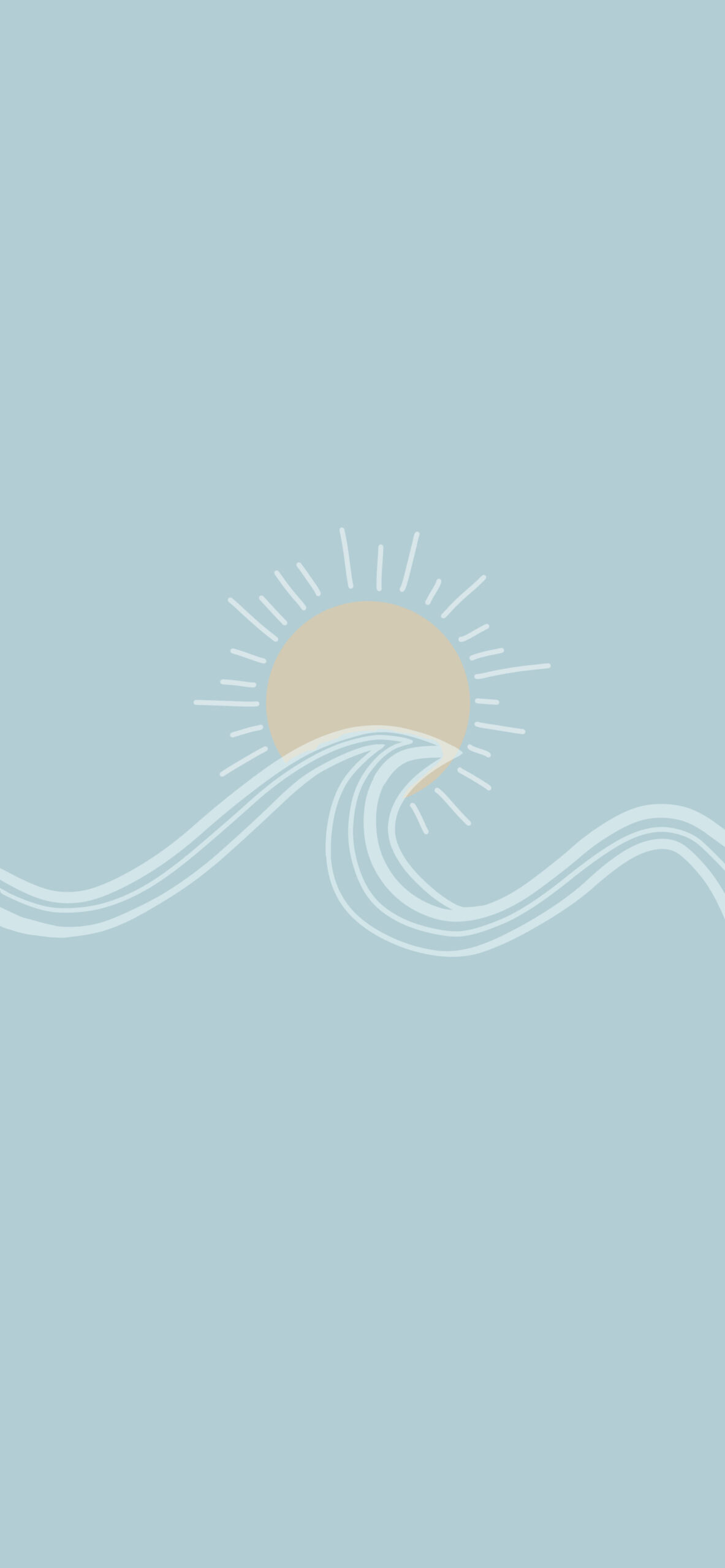 عکس و والپیپر نقاشی مینیمال موج و خورشید با رنگ آبی