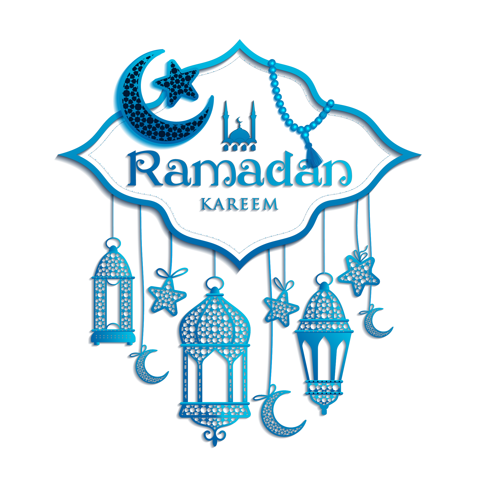 دانلود تصویر دوربری ماه رمضان آبی با فرمت png 