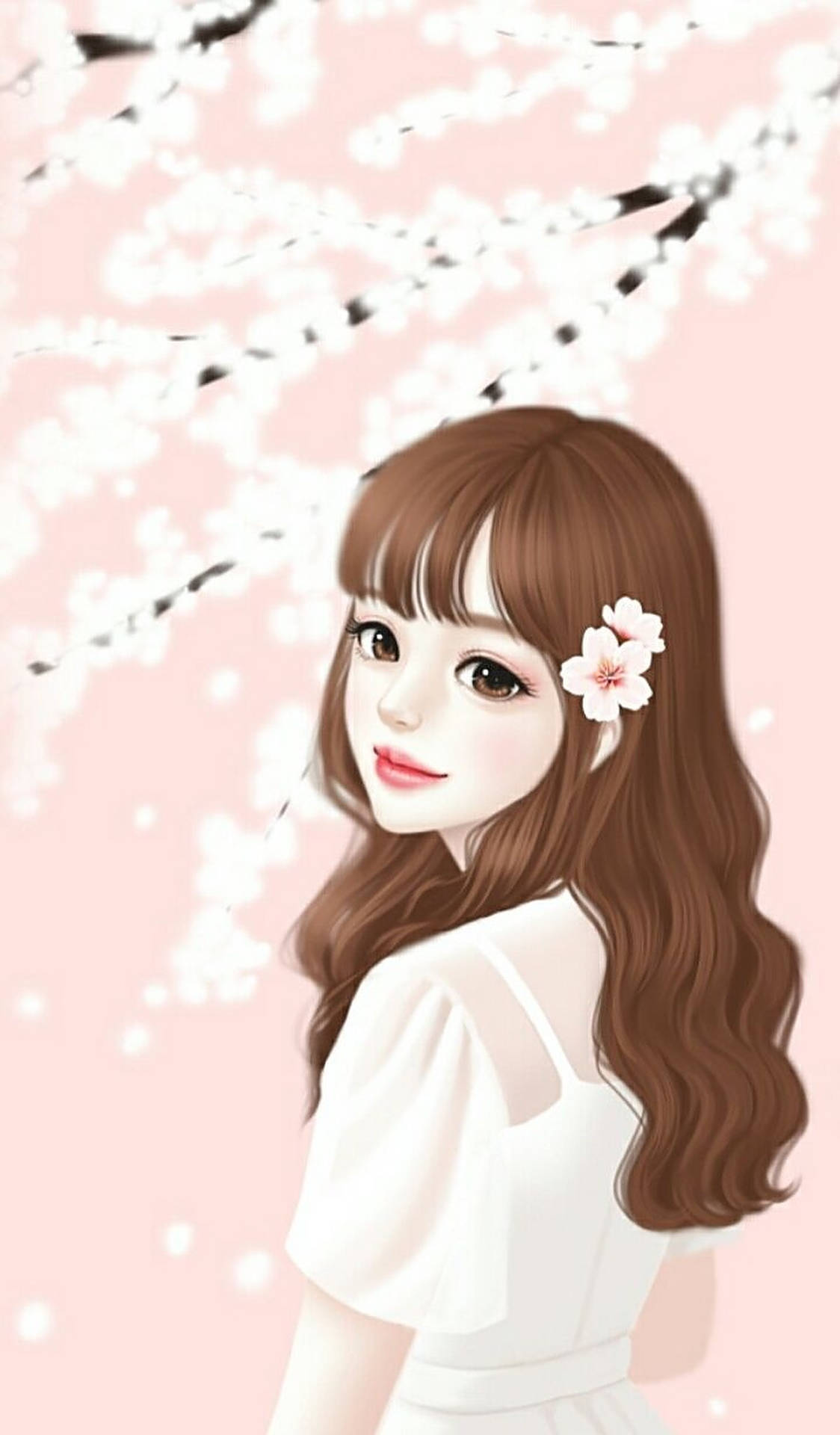 تصویر پروفایل دخترانه صورتی با طرح دختر کیوت کره‌ ای