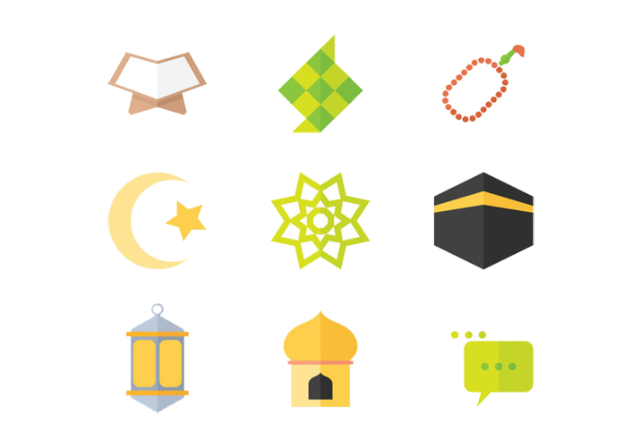 وکتور نماد مختلف ماه رمضان به فرم دوربری png