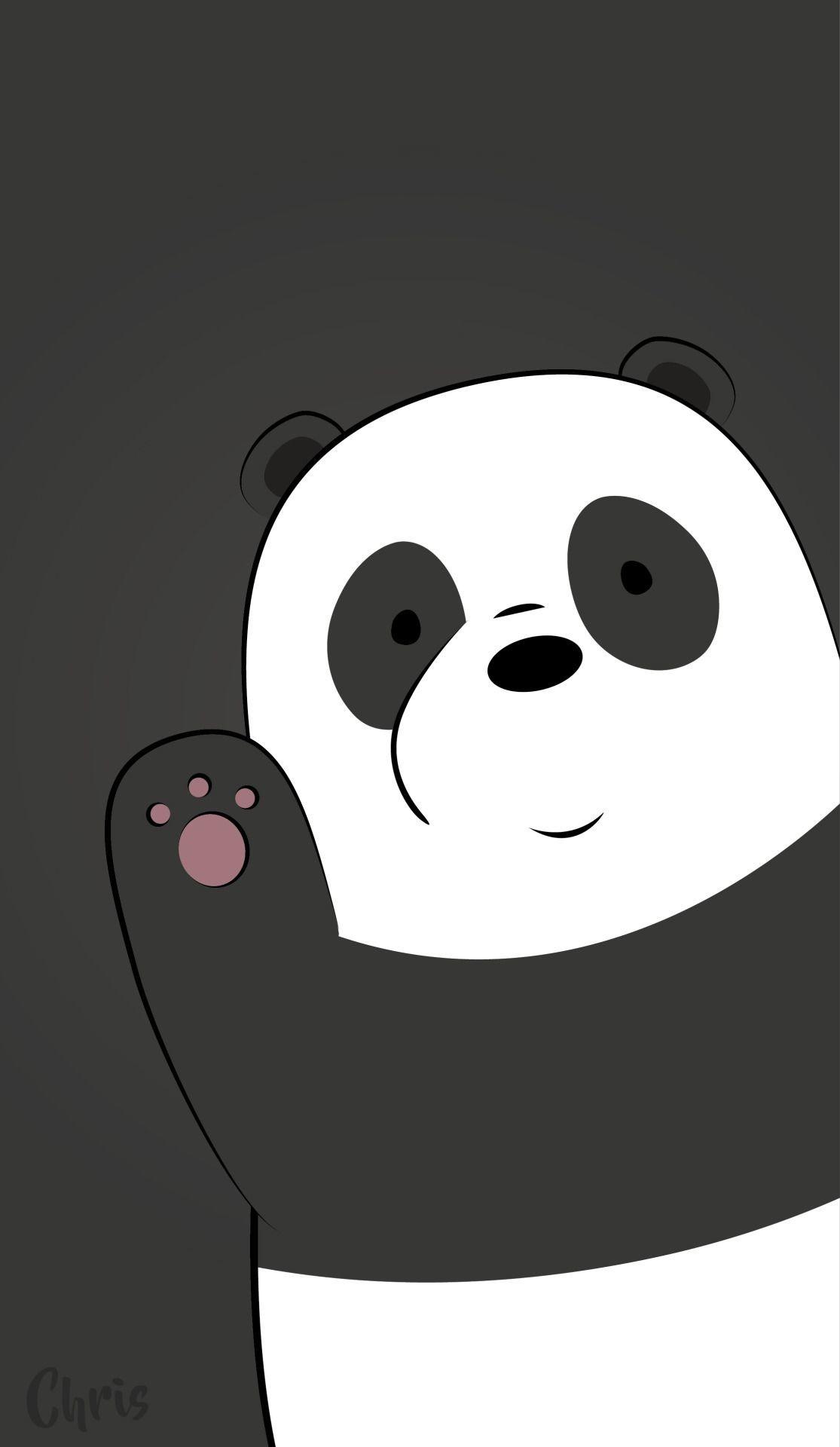 عکس سیاه و سفید خرس کارتونی پاندا برای زمینه گوشی اندروید
