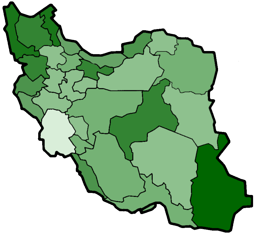 دانلود نقشه سبز رنگ ایران با شهر ها با کیفیت Full HD 