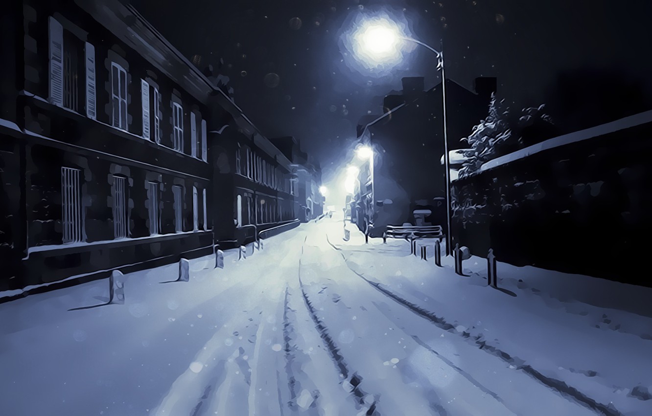 تصویر محبوب Full HD از خیابان تنهایی در هوای برفی 