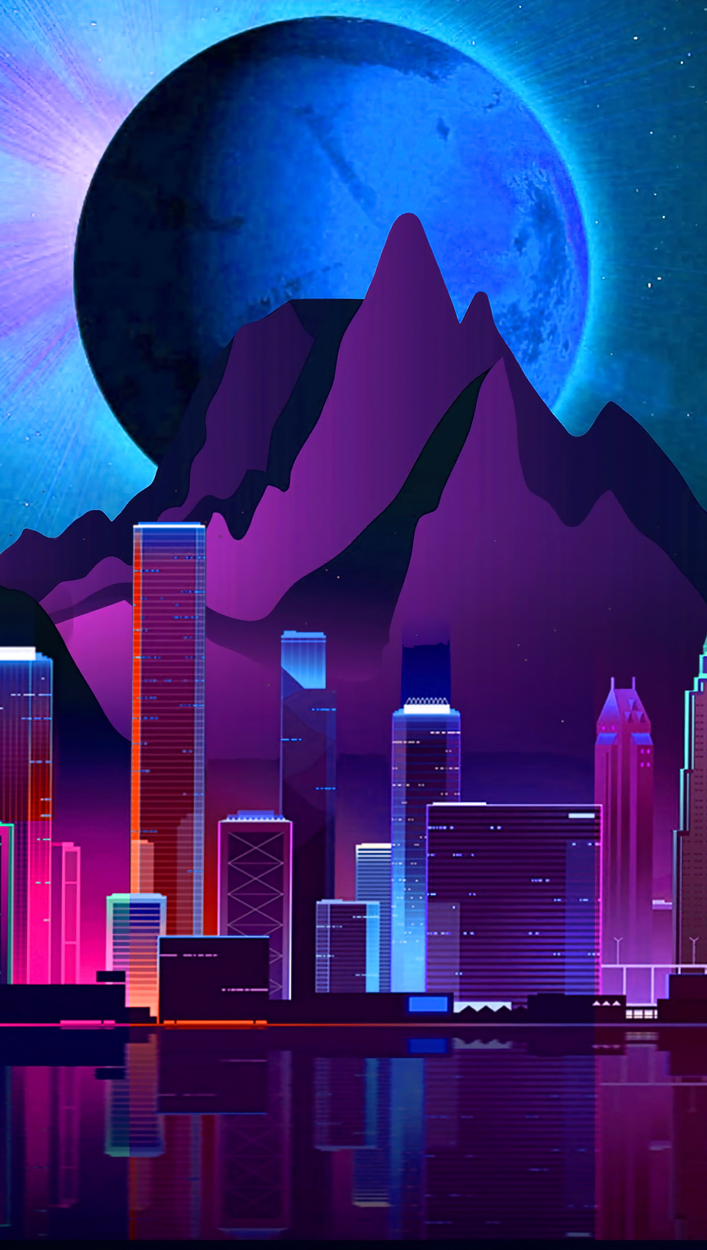 والپیپر انتزاعی شهر در شب برای آیفون با کیفیت 8k