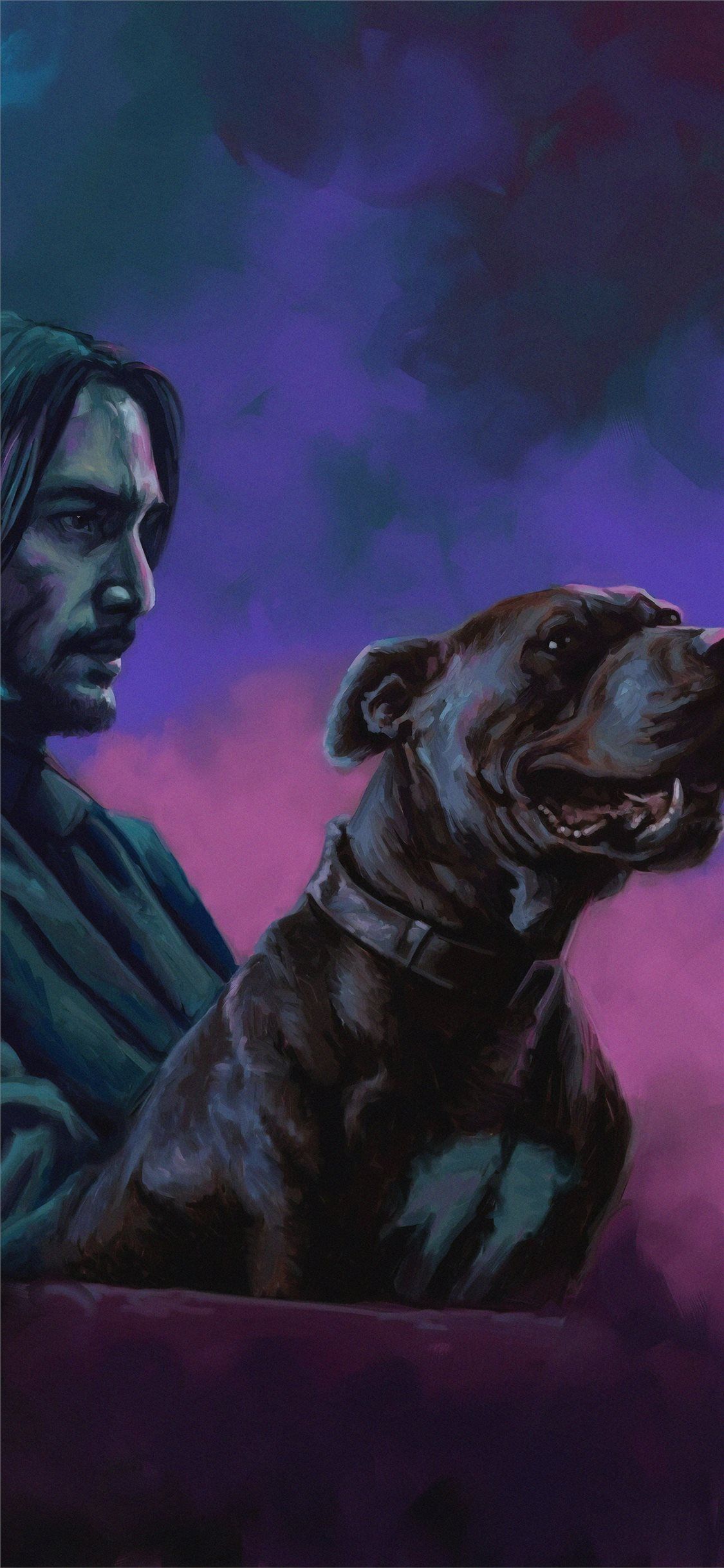 پس زمینه نقاشی جالب سگ و انسان برای SamSung 