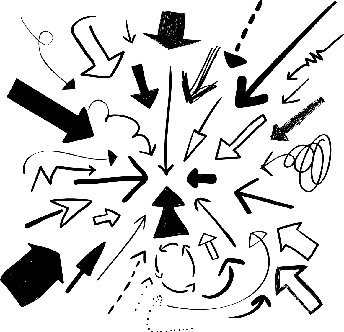 تصویر PNG مجموعه فلش و پیکان سیاه با طرح های مختلف