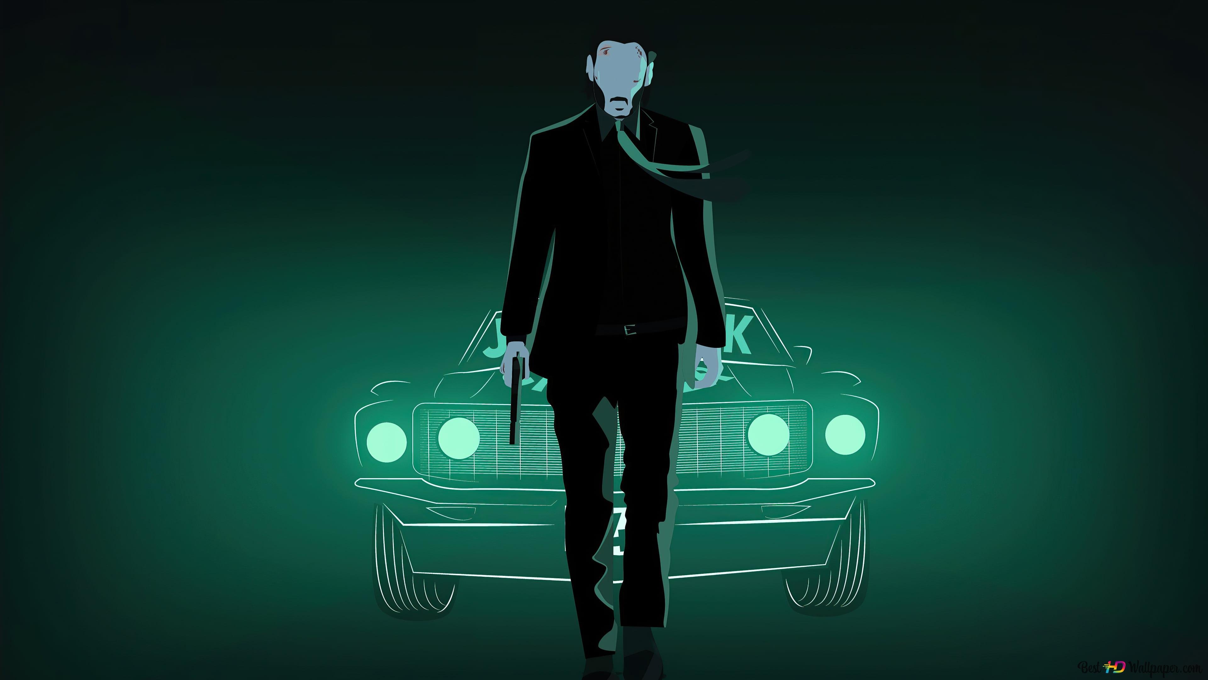 نقاشی دیجیتالی John Wick 2023 با هاله سبز و مشکی نقاشی دیجیتالی John Wick 2023 با هاله سبز و مشکی