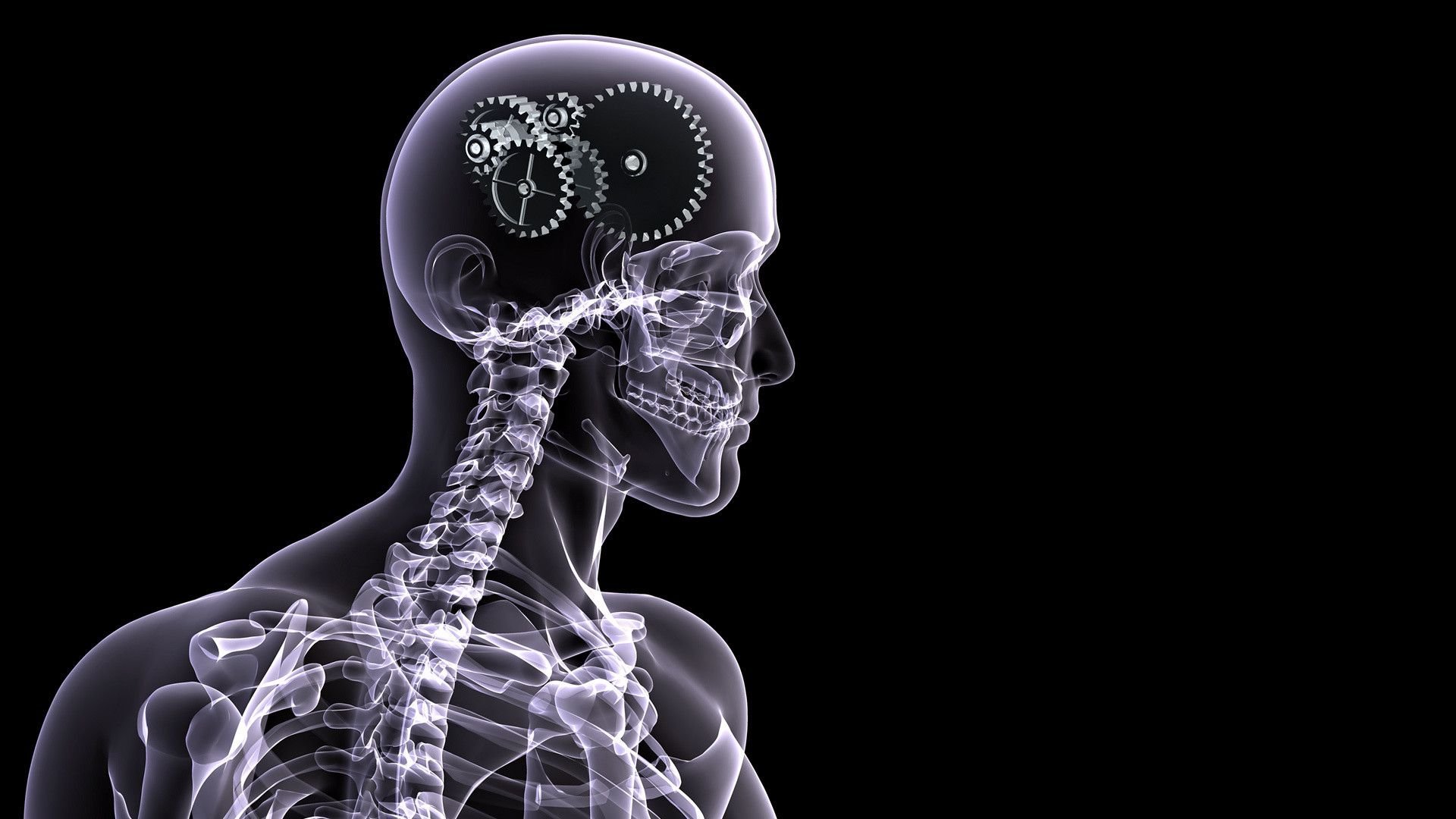تصویر 4K فانتزی از رادیولوژی مغز چرخ دنده ای در انسان