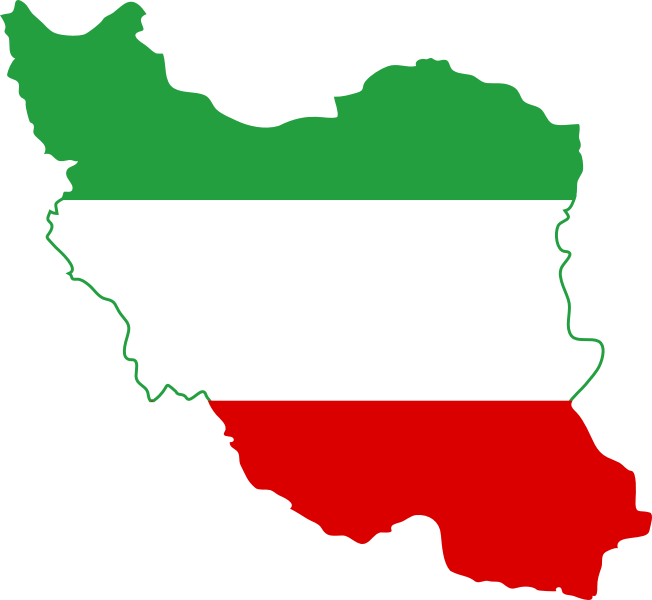 فایل دوربری شده نقشه ایران به رنگ پرچم با کیفیت ویژه 