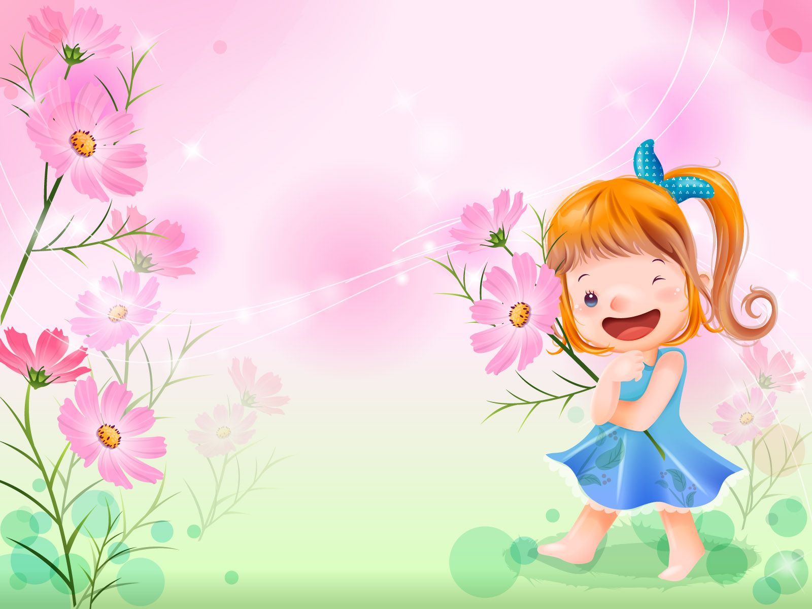 عکس پروفایل کارتونی دختر خوشگل در فصل بهار گل‌گلی
