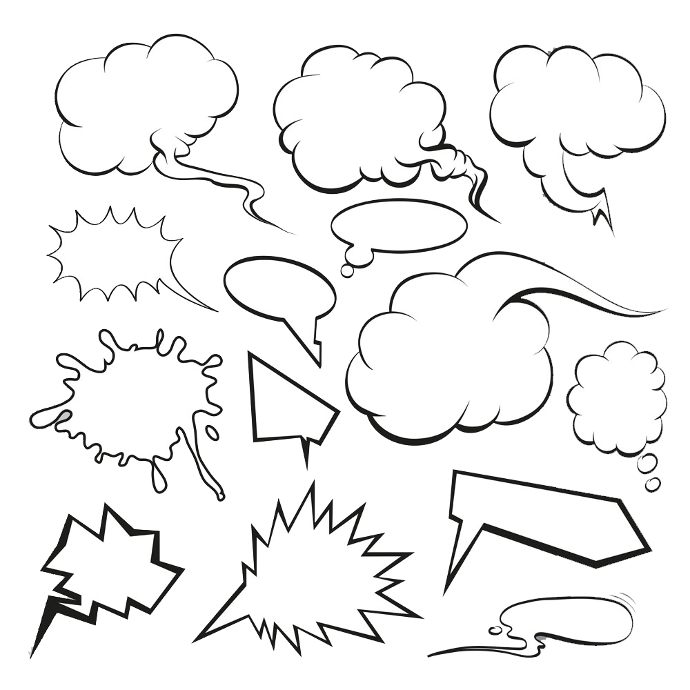 مجموعه آیکون ابرهای سفید کارتونی قابل استفاده در طراحی های تبلیغاتی و گرافیکی