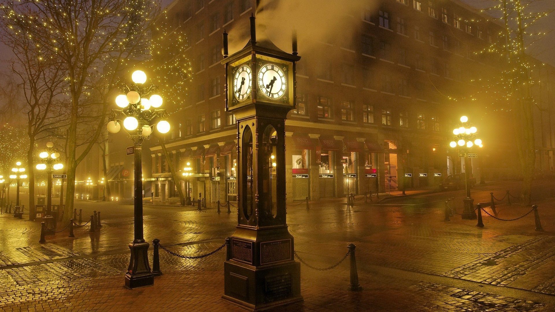جدید ترین عکس خیابان تنهایی با ساعت و چراغ درخشان