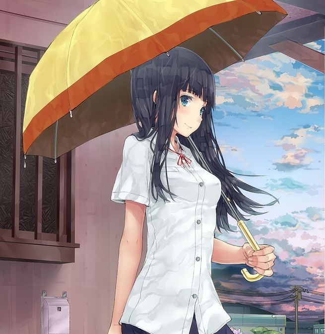 عکس پروفایل رمانتیک دختر انیمه ای زیبا در باران با چتر