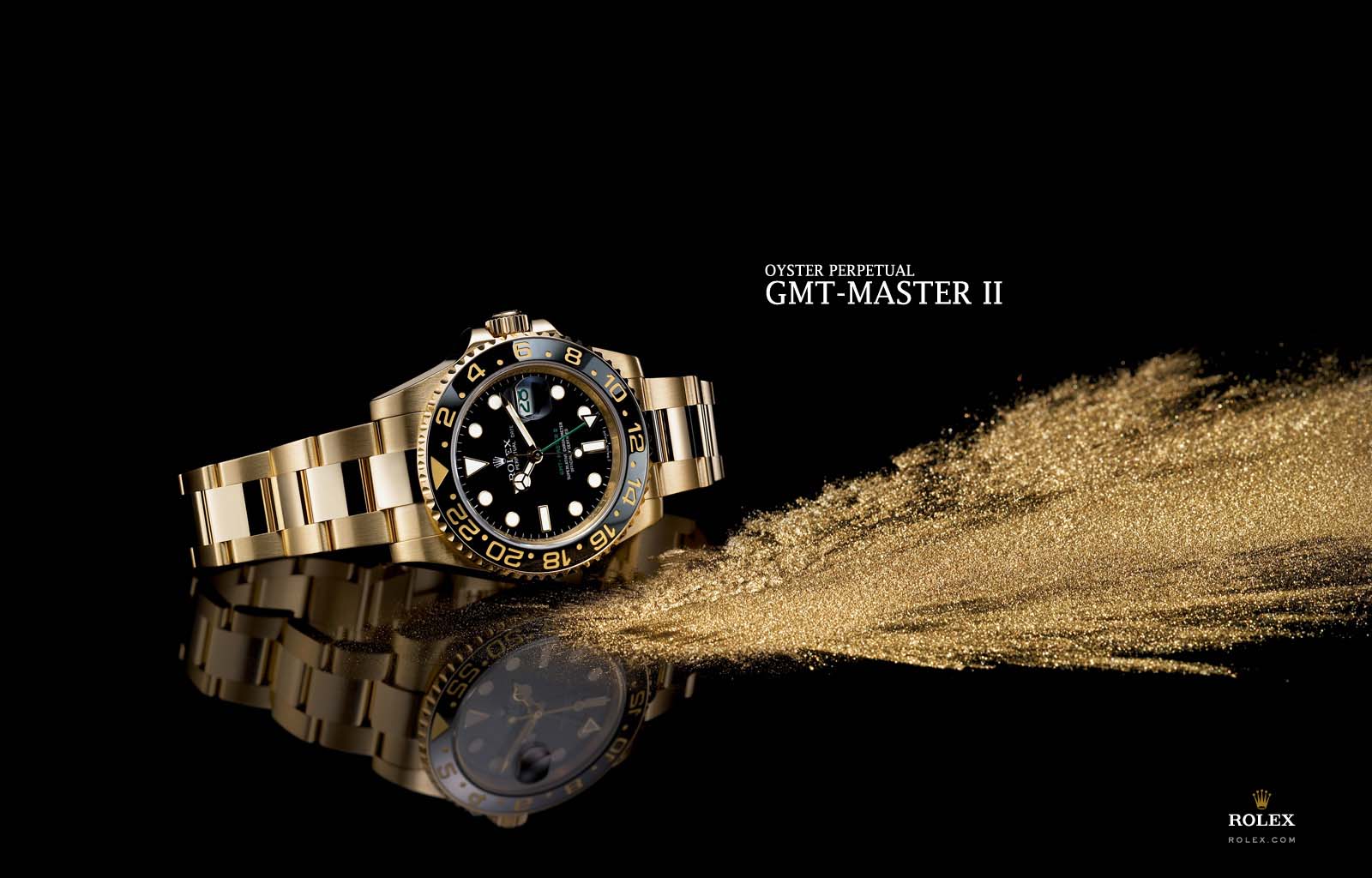 عکس ساعت مدل GMT master رولکس به رنگ طلایی و مشکی خاص