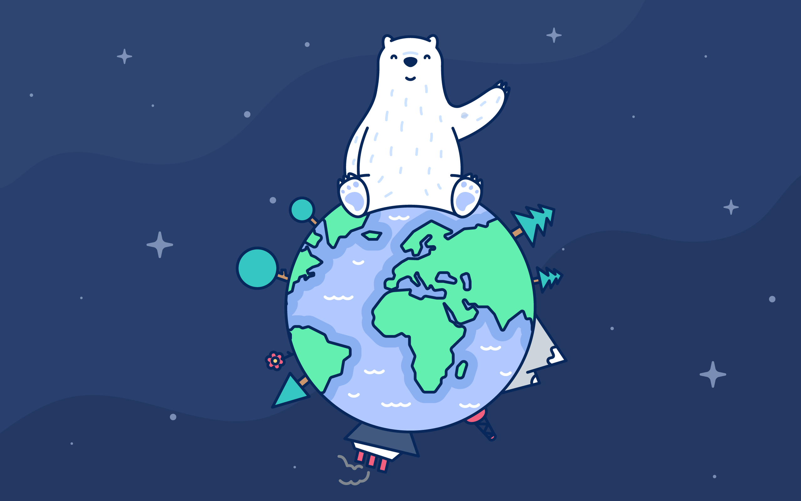 دانلود عکس خرس کارتونی کیوت روی کره زمین برای پروفایل