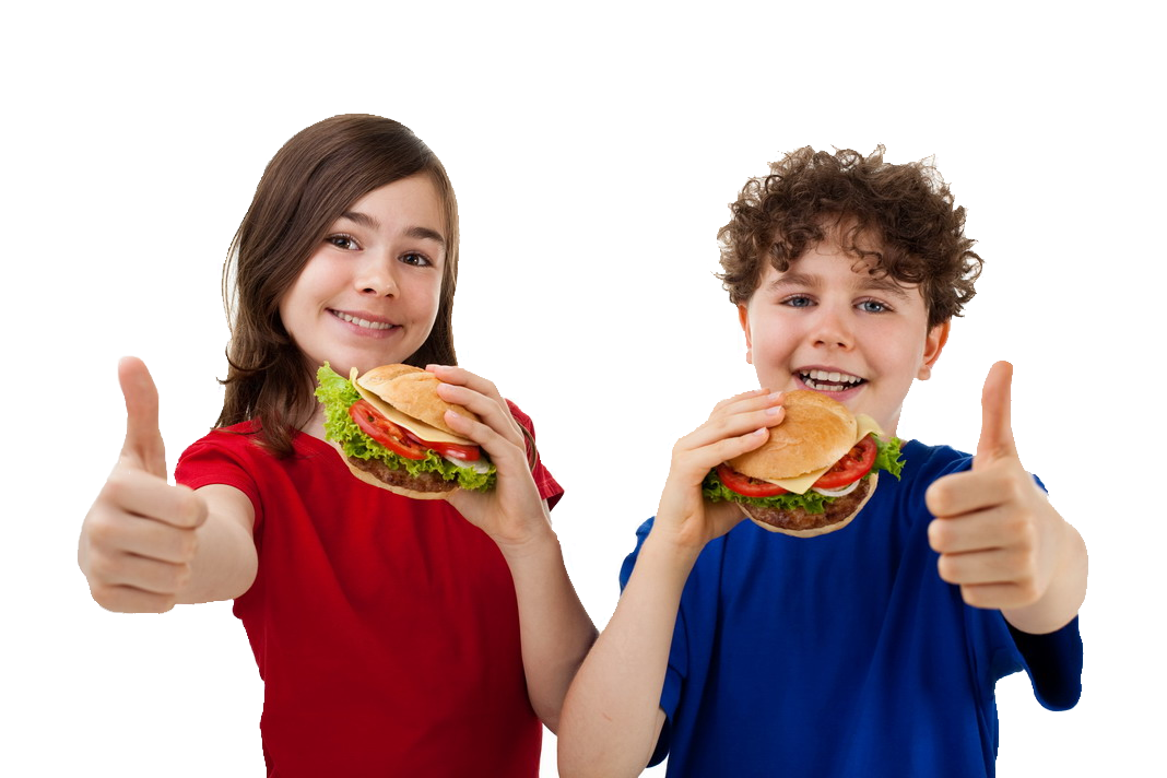دانلود رایگان فایل png تبلیغات همبرگر با طرح بچه ها