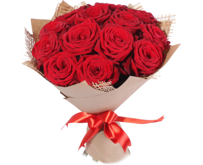 عکس دوربری رایگان از دسته گل رز قرمز با کاغذ کاهی