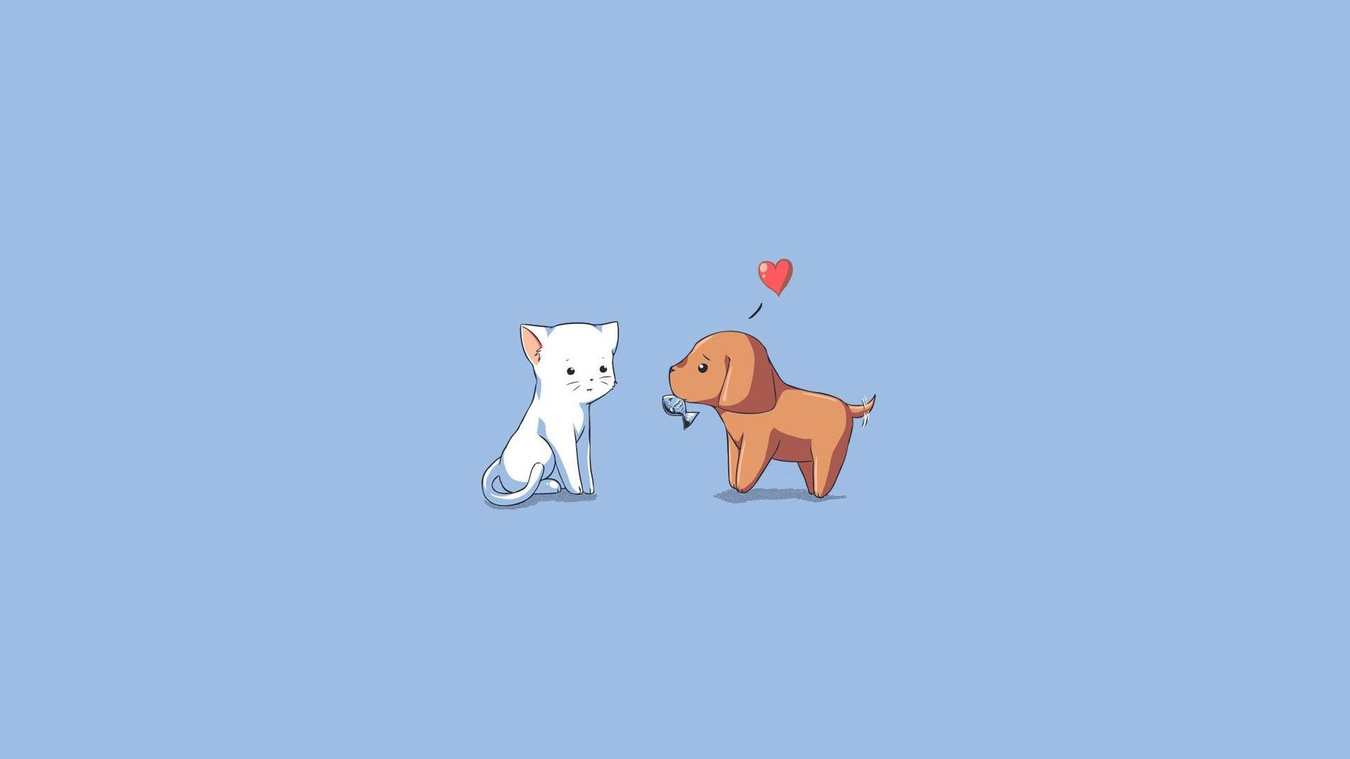 تصویر پروفایل عاشقانه Full HD با طرح سگ و گربه