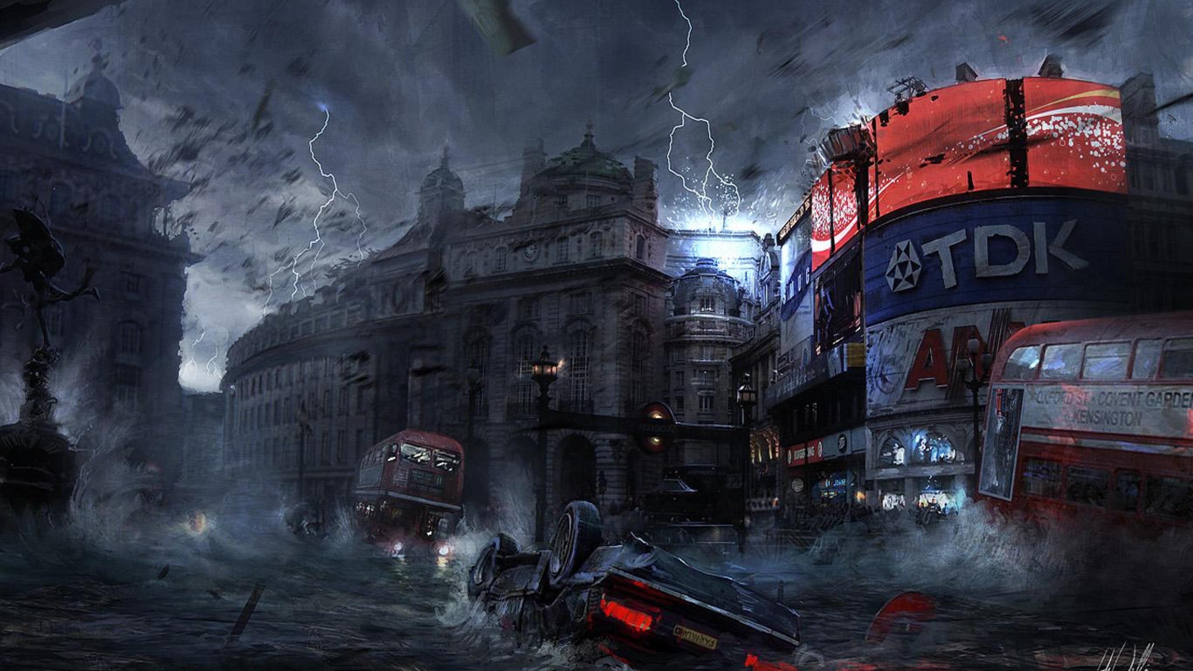 دانلود تصویر علمی تخیلی HD از توفان عجیب در شهر لندن