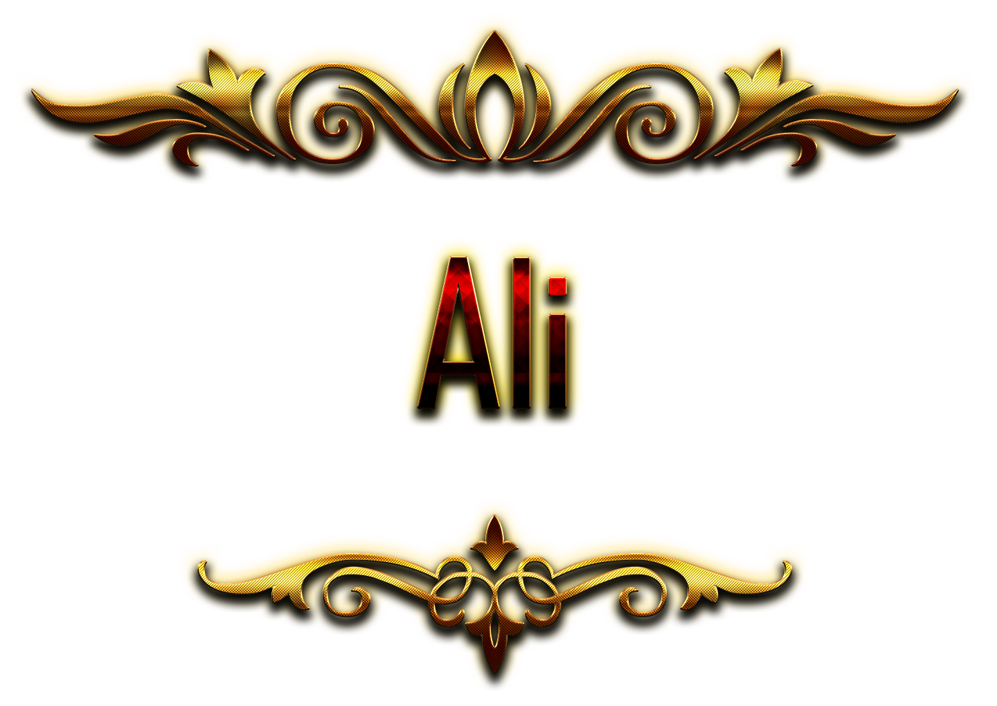 تصویر دوربری شده Ali انگلیسی به رنگ طلایی با کیفیت 8k