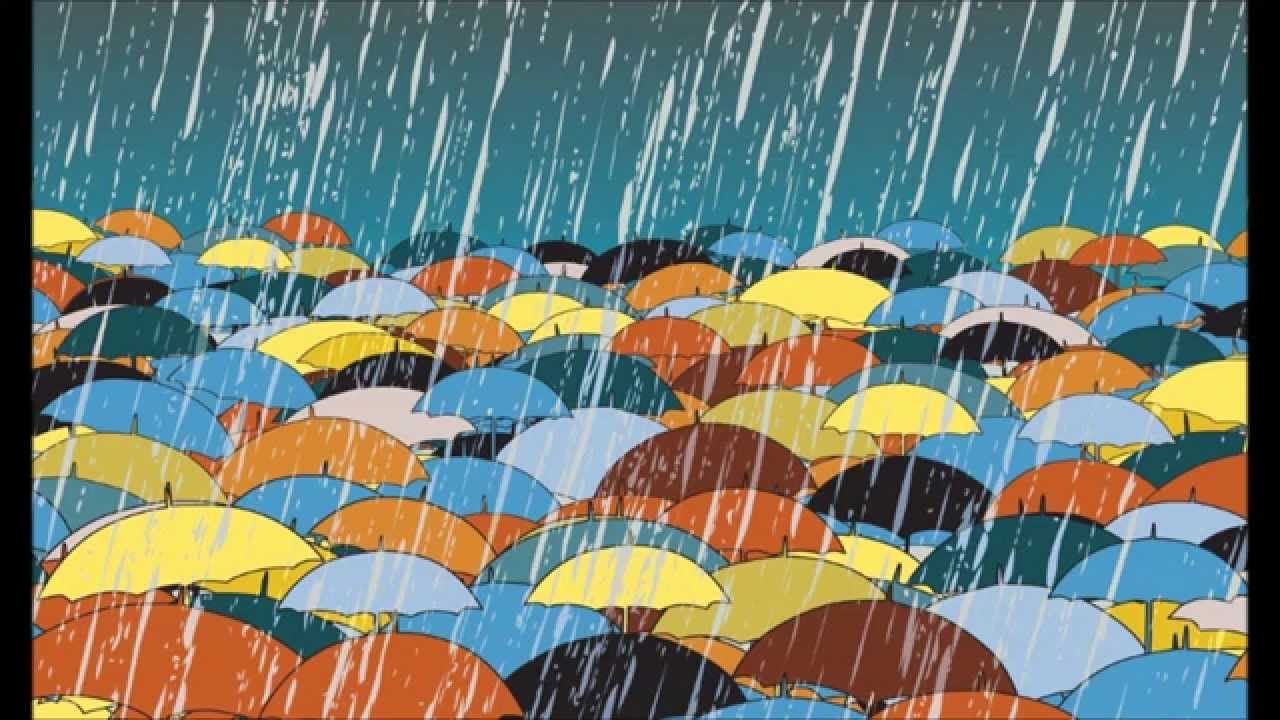 والپیپر شاعرانه پاورپوینت از چترهای رنگارنگ زیر باران