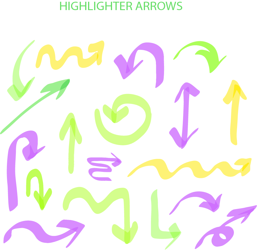 فلش و پیکان PNG Highlighter Arrows با طرح هایلایتر رنگی زیبا فلش و پیکان PNG Highlighter Arrows با طرح هایلایتر رنگی زیبا