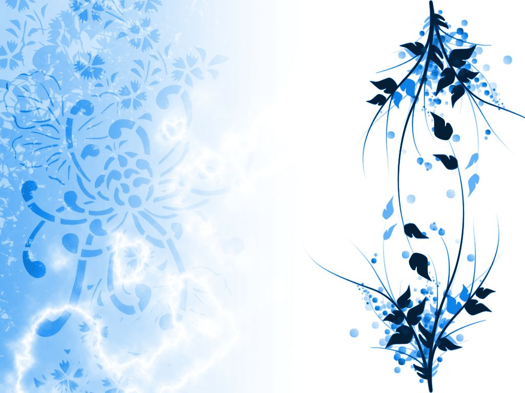 صفحه زمینه پاورپوینت با طرح گل آبی و سفید بدون نوشته