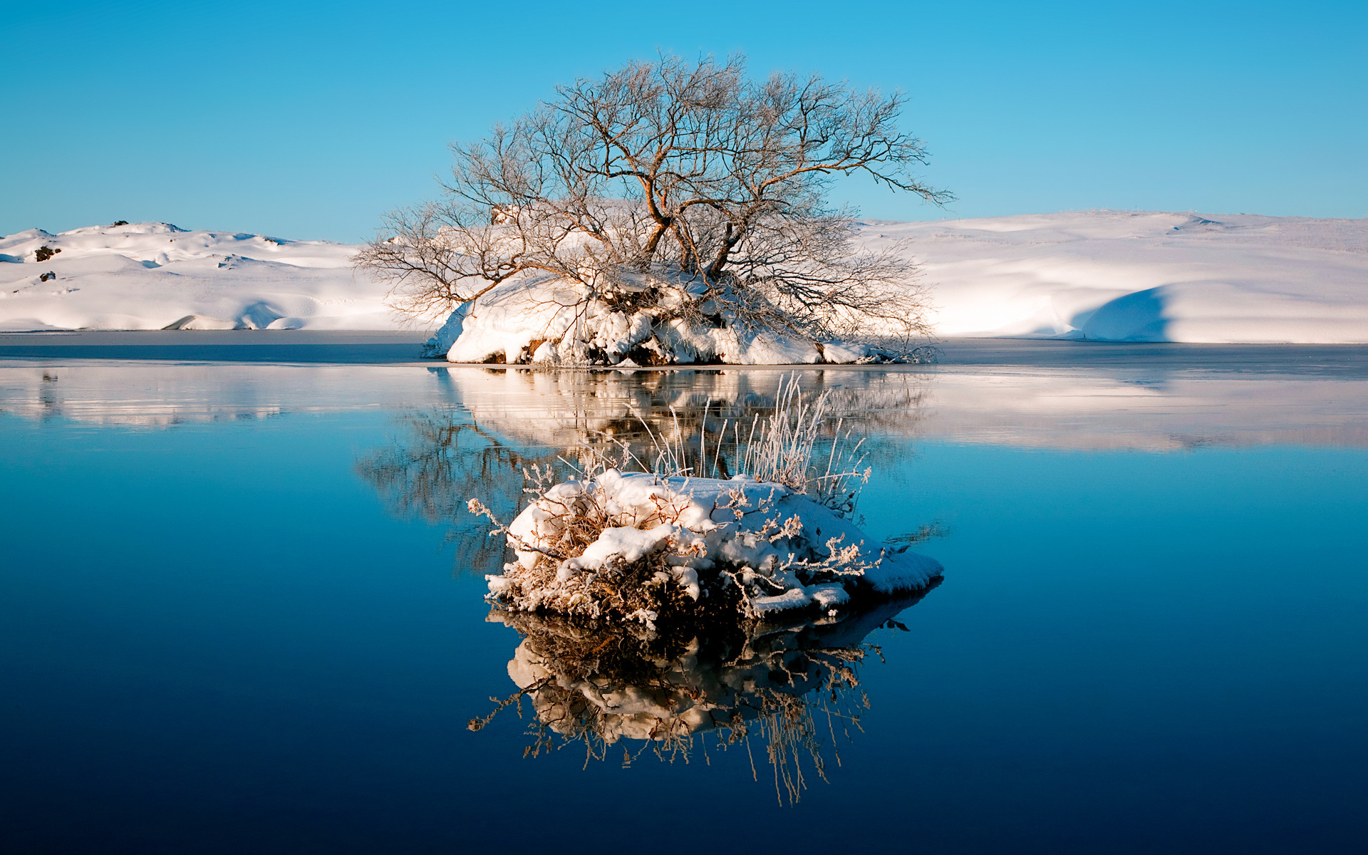عکس زمینه طبیعت از حاشیه یخ زده دریاچه آبی برای IPhone و SamSung 
