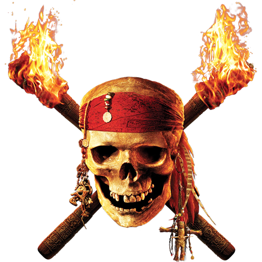 عکس جمجه ترسناک دزد دریایی با مشعل آتش روشن