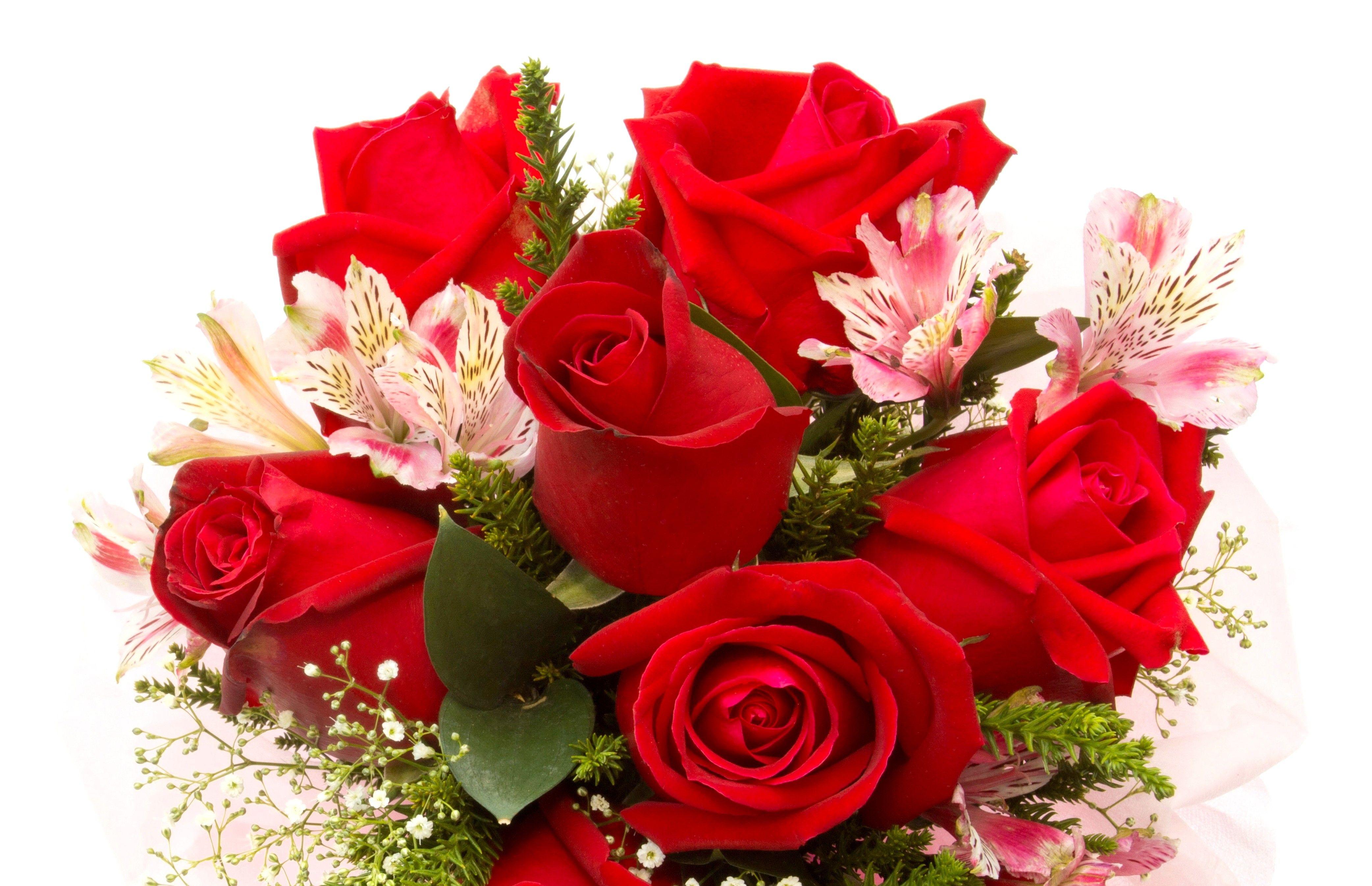 دسته گل رز قرمز در یک نمای دیدنی برای ایده گل‌فروشی