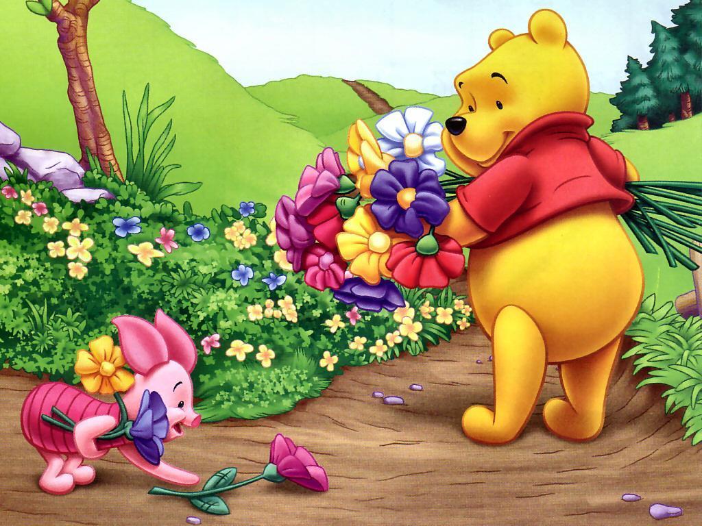 قشنگ ترین بک گراند کارتونی hd خرس پو در بهار پر از گل