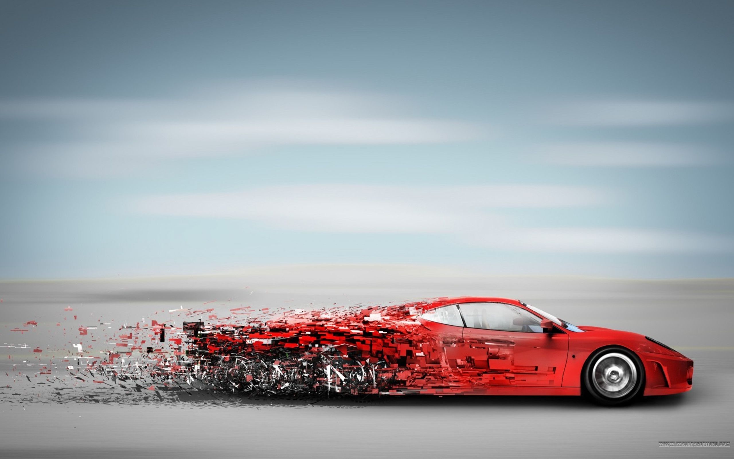 عکس کامپیوتری زیبا  از ماشین قرمز با کیفیت فوق العاده 