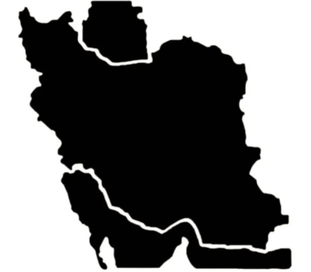 دانلود عکس دور بریده شده از نقشه ایران مشکی با دریا