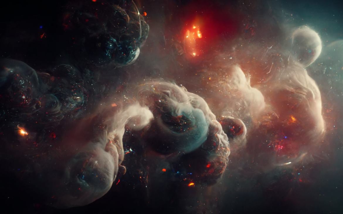 تصویر تماشایی از کهکشان های ابری و برافروخته ساخته شده توسط هوش مصنوعی