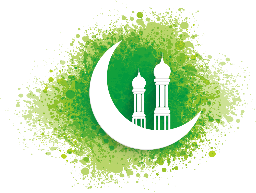 png کاملا رایگان هلال ماه رمضان با تم سبز رویایی 
