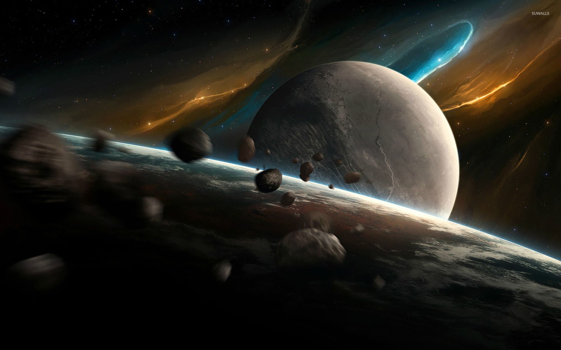 عکس زمینه رویایی کمربند سیارکی در فضا برای ویندوز 11