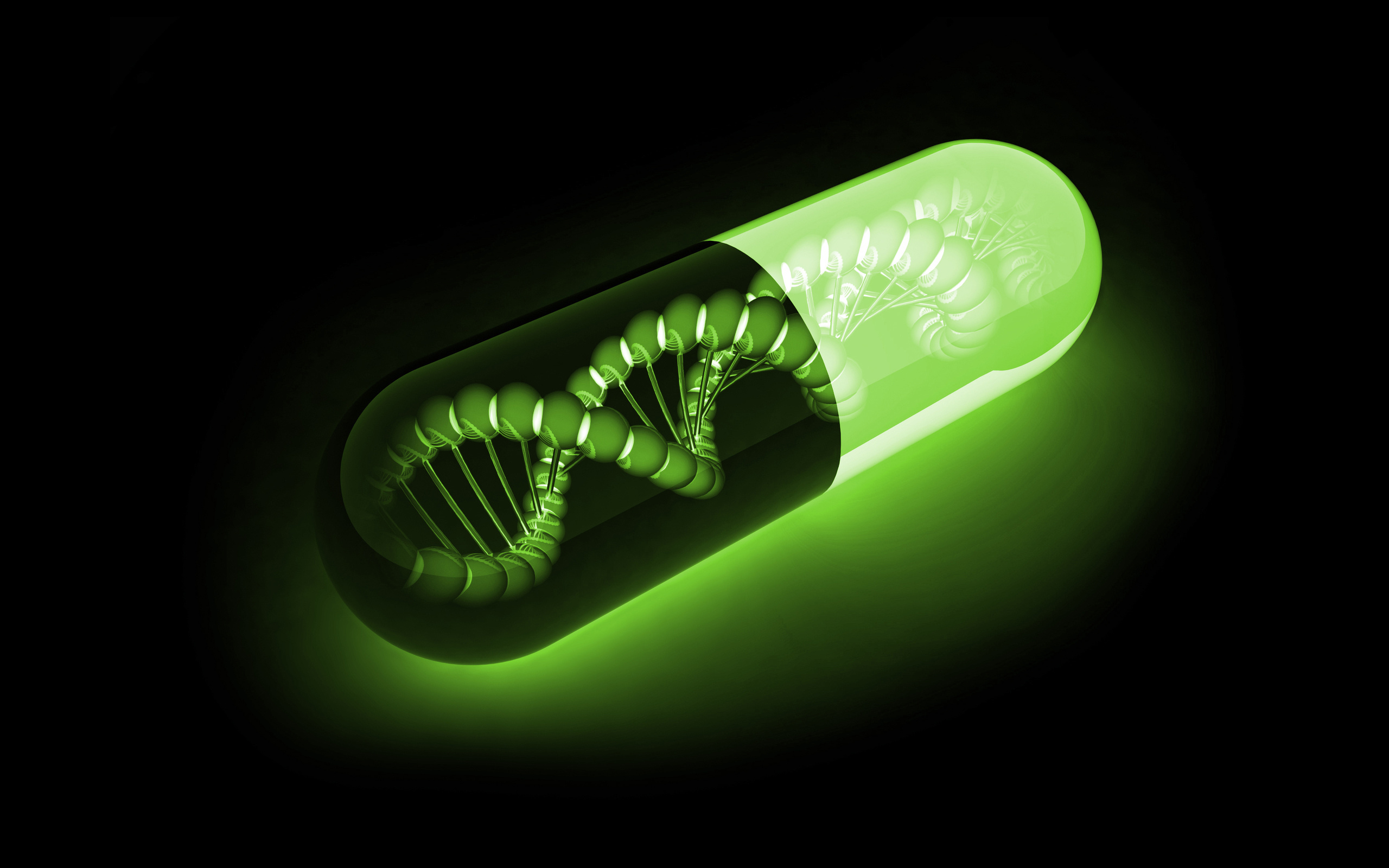 بک‌گراند شاهکار کپسول DNA سبز مشکی برای علاقمندان زیست