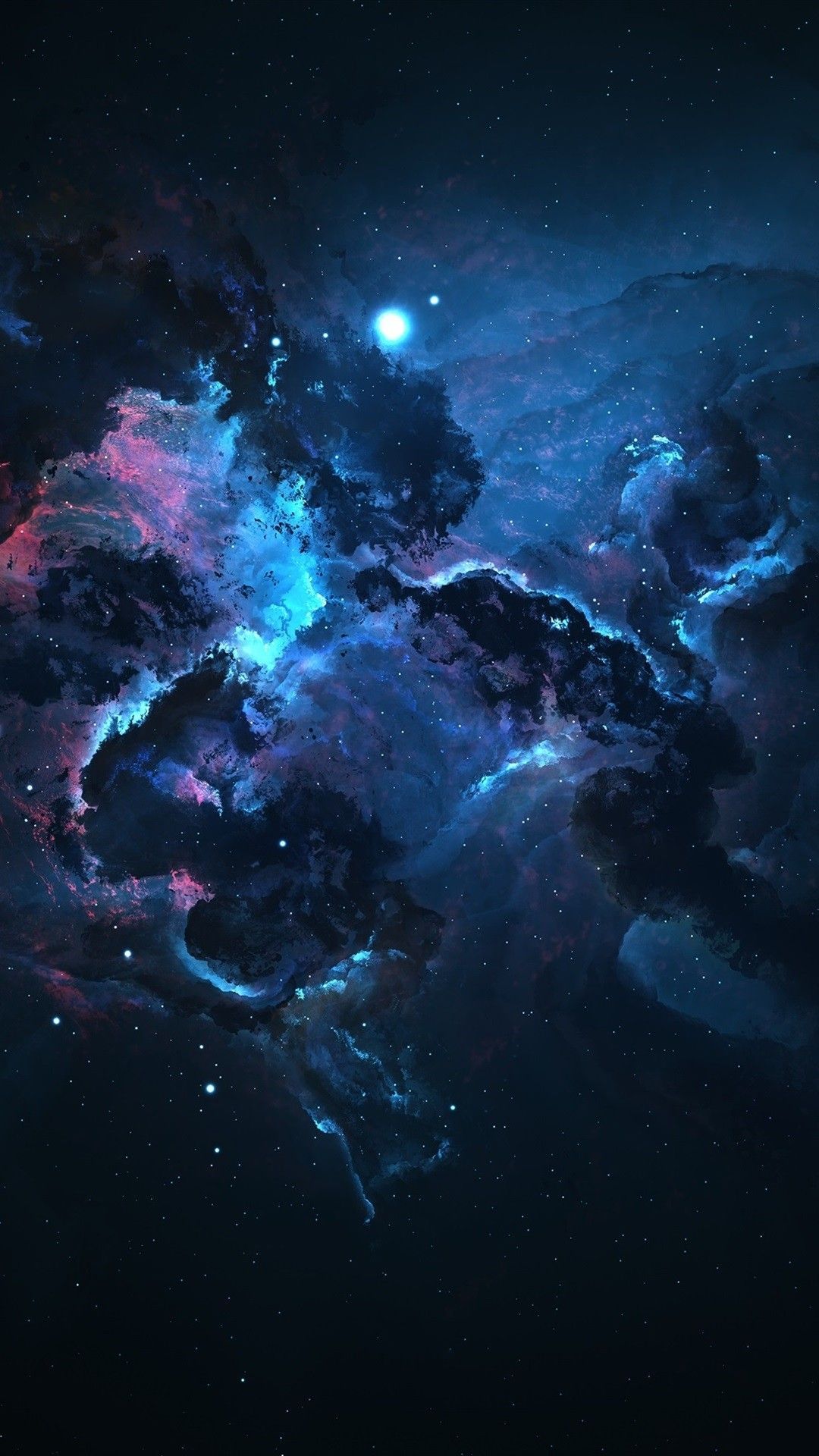 خوشگل ترین زمینه موبایل با طرح کهکشان آبی پرستاره