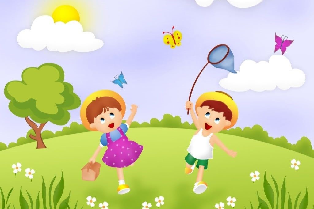 نقاشی جالب 4k با طرح بازی و شادی بچه ها در فصل بهار 