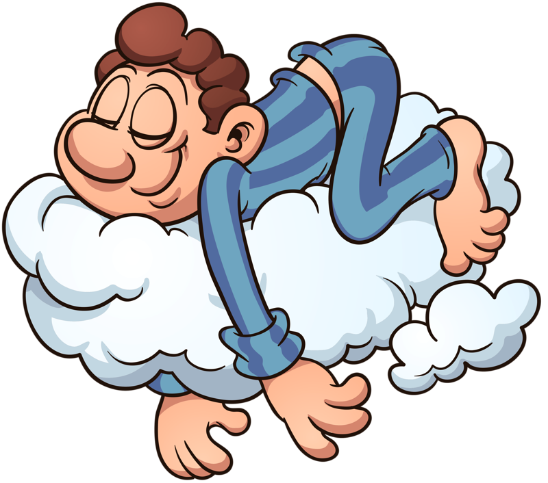 نقاشی خوابیدن روی ابر کارتونی PNG
