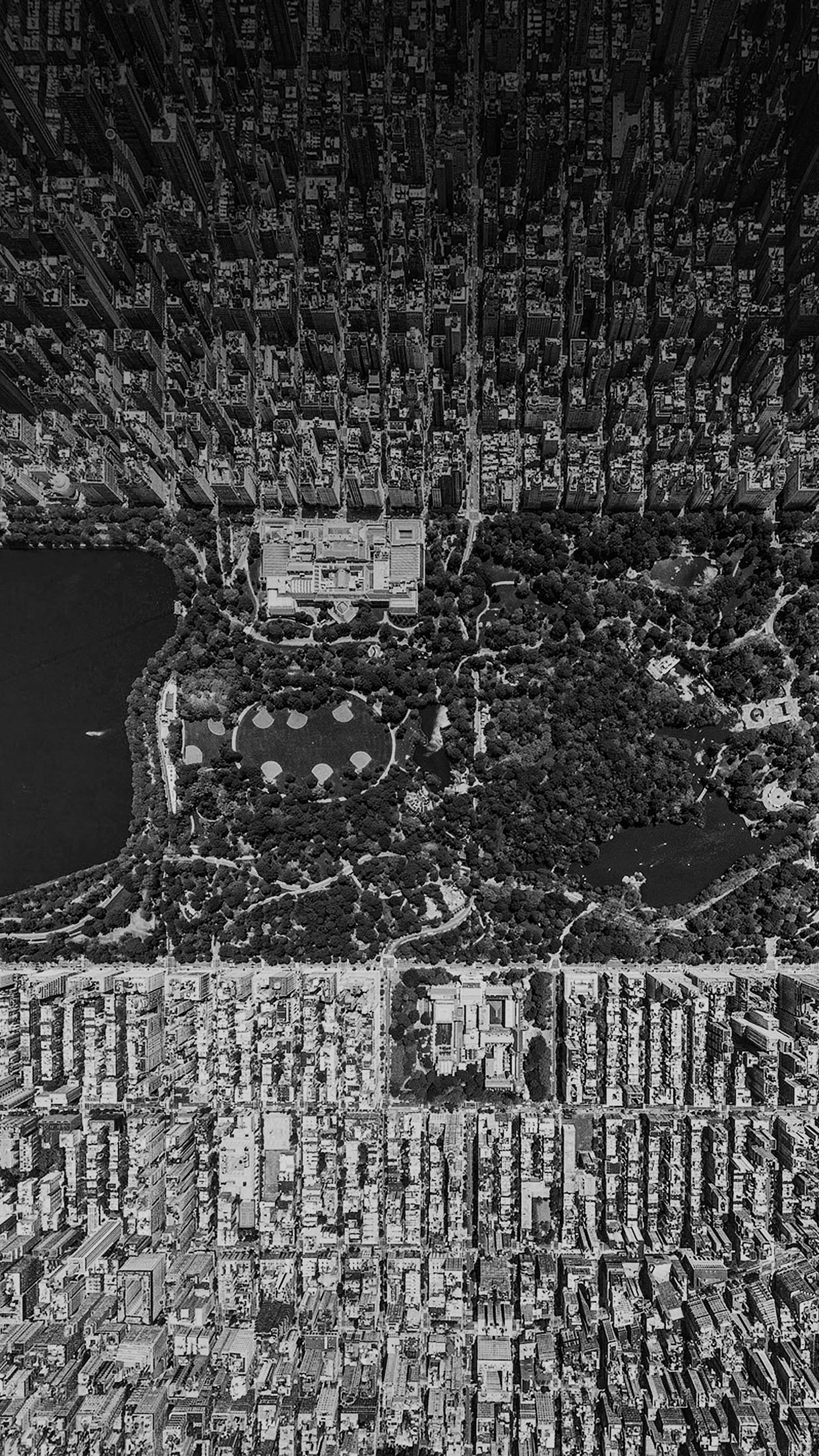 عکس هوایی سیاه سفید بی‌نظیر از شهر زیبا با کیفیت Full HD