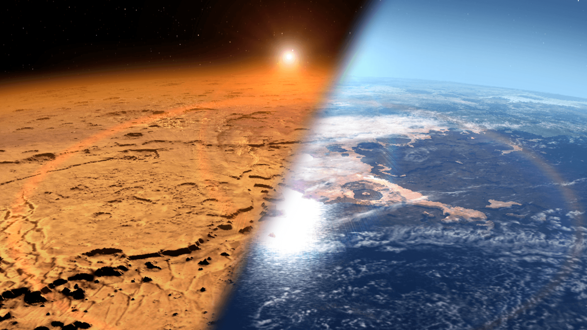 مقایسه سطح بدون آب مریخ با کره زمین در یک نمای جالب