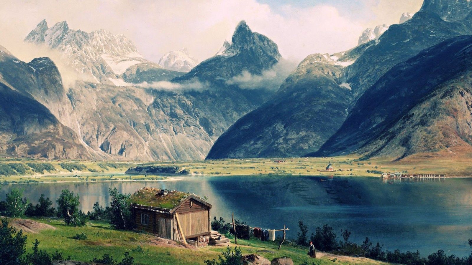 طبیعت بکر کنار دریاچه در منطقه اسکاندیناوی به عنوان پروفایل